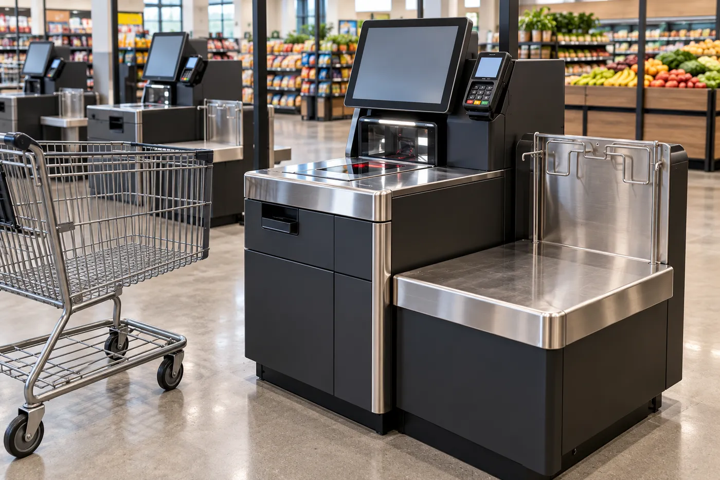 Checkout footprint and bagging-space planning